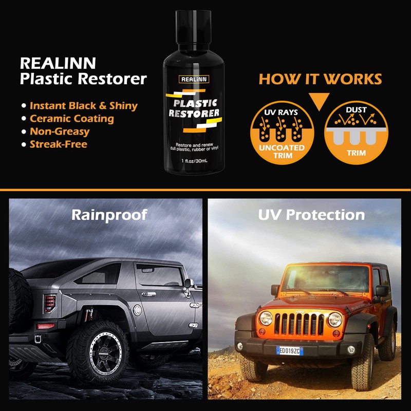 REALINN Plastic Restorer - Cars Ceramic Plastic Coating Trim Restore,