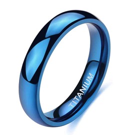 Zakk Men's Women's Titanium Blue Narrow Front Ring Polished Engagement Ring Wedding Ring Partner Rings Wedding Rings 2 mm 4 mm, Titanium, No Gemstone