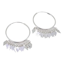 Touch Jewellery 925 Sterling Silver Hoop Earrings with Dangling Diamond Shapes