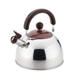 Yoshikawa SJ2435 Whistling Kettle, 6.6 gal (2.5 L), 84.5 fl oz (2500 ml), Stainless Steel, Induction and Direct Flame Compatible, Chocolate Kettle, Brown, Tsubame Sanjo, Made in Japan