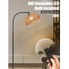 Rattan Floor Lamp- Boho Standing Lamp with Remote Control and