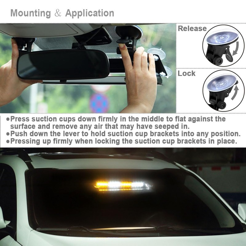 WOWTOU Aluminum Housing Amber White LED Emergency Strobe Dash Light