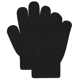 DOOVID Kids Knit Gloves Full Fingers Winter Gloves for Little Boys Girls Stretchy Warm Magic Gloves Age 5-11 Black One Size