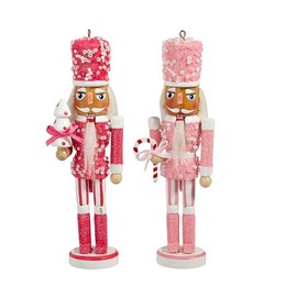 Raz Imports 2024 A Blushing Holiday 6"" Pink Nutcracker Ornament, Assorted of 2, 4422937