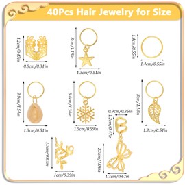 Tyqour 40Pcs Hair Jewelry For Women Loc Jewelry Adjustable Gold Hair Cuffs For Braids Metal Hair Jewelry Rings Cuffs Clips Braid Hair Dreadlock Braid Accessories For Women Men Music Festival Party