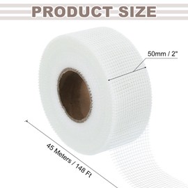 uxcell Drywall Joint Tape, 2" x 148Ft Self-Adhesive Fiberglass Cement Board Mesh Tape, Crack Patch Fabric for Wall Sheetrock Ceiling Crack Repairing Strengthening, White