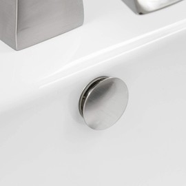 Homevacious Sink Basin Trim Overflow Cover Brushed Nickel Brass Insert in Hole Round Caps Pack of 2