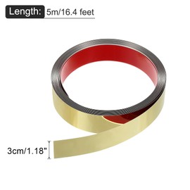 uxcell Wall Trim Molding, 16.4 ft x 1.18 in Stainless Steel Peel and Stick Self Adhesive Trim Metalized Mirror-Like Finish Strip Border Edge Frame Trim for Home DIY Decoration, Gold