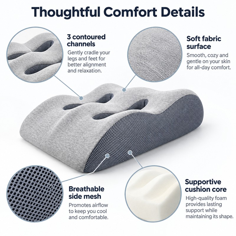 Contoured Memory Foam Leg Pillow – Dual Leg Support for