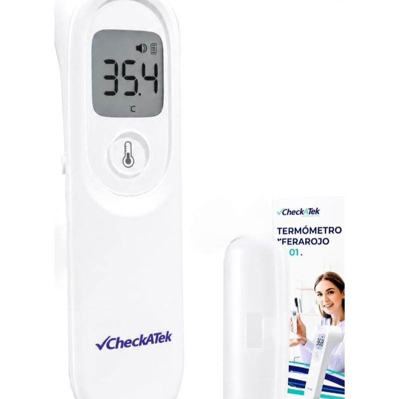 Checkatek TIY01 Termómetro Digital Infrarrojo Sin Contacto, Pantalla LCD, Medición