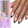 150Pcs Black French Tip Press on Nails Medium Almond Fake