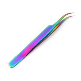 LAJA IMPORTS Stainless Steel Multi Rainbow Color 3D Eyelash Extension Tweezers Strong Curved