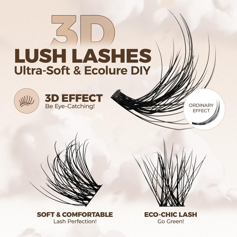 LASHVIEW Diy Eyelash Extension Kit, DIY Cluster Lashes, 10-16mm Multilayered