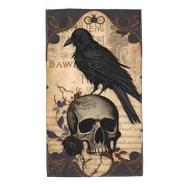 WUJINGQP Edgar Allan Poe The Raven Skull Hand Towels 27.5x16in, Wash Cloths Soft Towel for Home Hotel Gym Laundry Room Bathroom