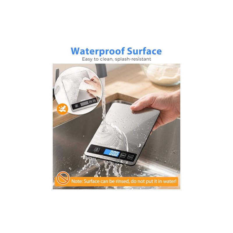 Food Scale - 15kg/33lb Digital Kitchen Scale with Full-View LCD
