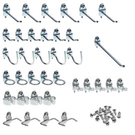 Triton Products (76936) DuraHook 36 Pc Zinc Plated Steel Hook Assortment for DuraBoard or 1/8 In. and 1/4 In. Pegboard, Silver