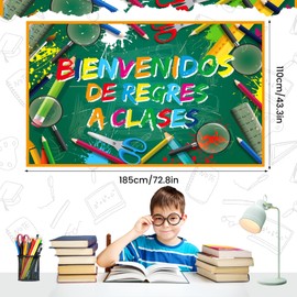 Bienvenidos Spanish Welcome Back to School Banner Decoration Bienvenidos Banner Large First Day of School Banner Back to School Backdrop for Classroom School Bulletin Board Wall Decoration