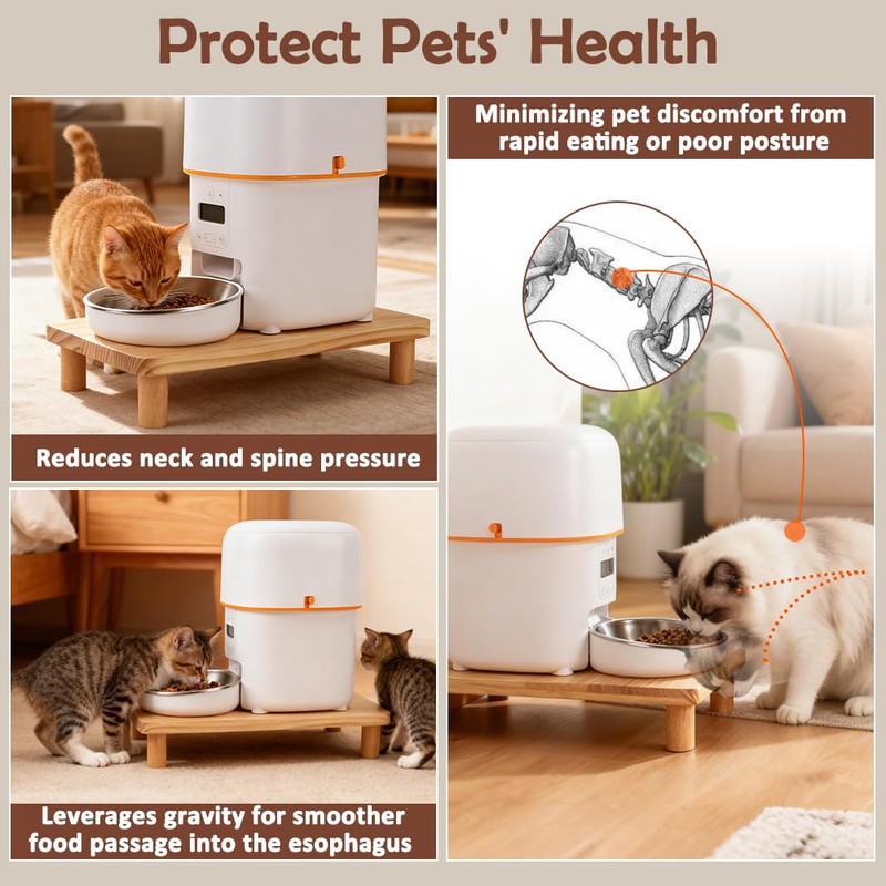 SZEE 2Pcs Cat Food Stand for Dual-head Automatic Feeder &