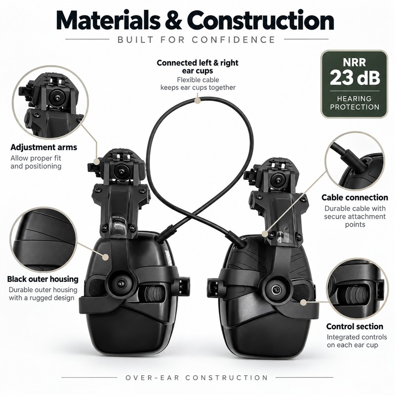 Electronic Noise-Reduction Earmuffs for Shooting – Hearing Protection Headphones for