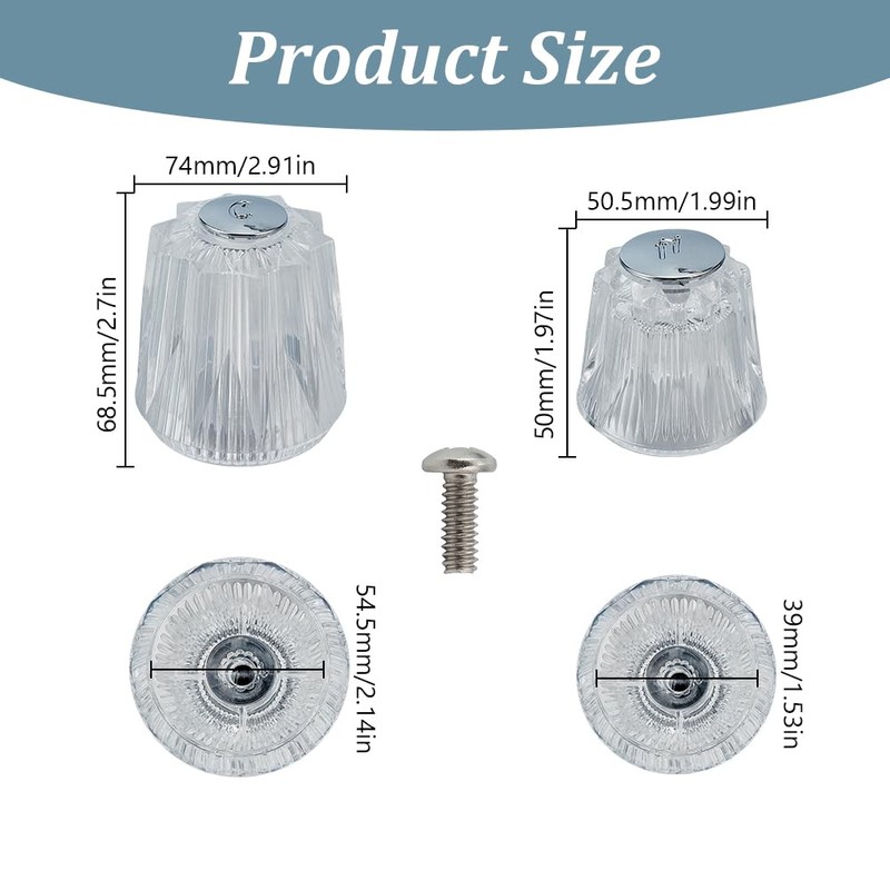 GOMAKERER 4 Pcs 2 Sizes Shower Faucet Handle Replacement, Bathroom