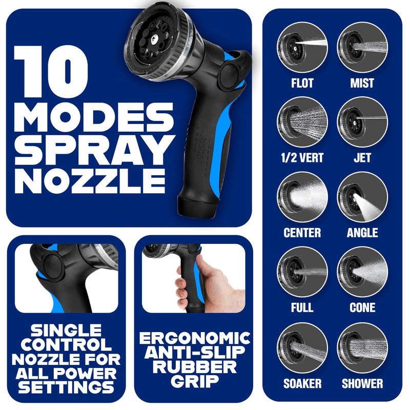 INVICTUS 100 Ft Garden Hose with Sprayer Nozzle, 2-Layer Heavy