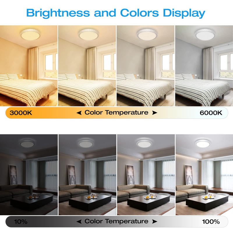 OOWOLF LED Ceiling Light, 40W 15.4 Inch Dimmable Ceiling Light