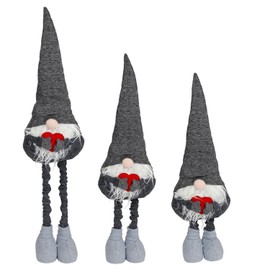BURI Decorative Gnome with Hat and Telescopic Legs 84 cm Christmas Gnome Christmas Decoration, Colour: Grey