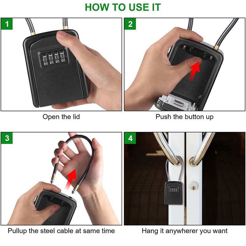 Key Safe, [New Version] [Weatherproof] Diyife Portable Lock Box for