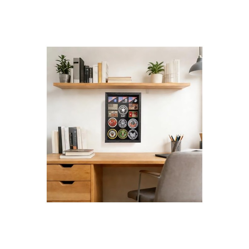 Patch Display Case Wall Mount — Black Wooden Patch Display