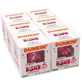 Dunkin' Original Hot Chocolate Bomb, Melting Milk Chocolate Ball Filled with Mini Marshmallows, 1.6 ounce, Pack of 6 Hot Cocoa Treats, Stocking Stuffer & Christmas Gifts