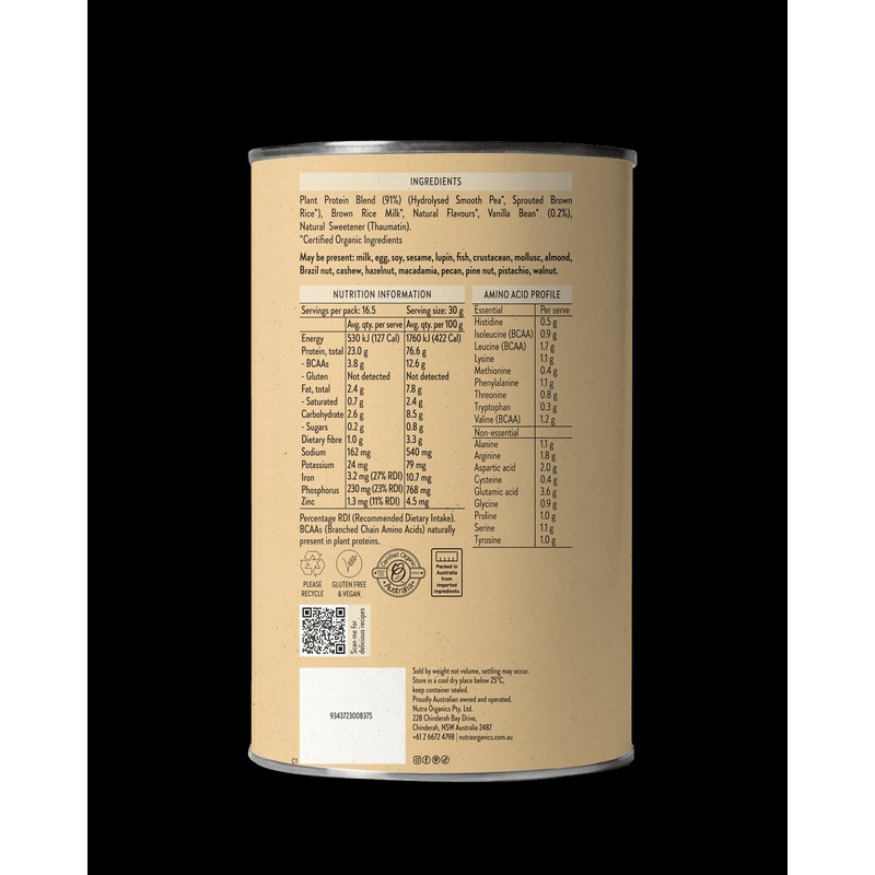 Nutra Naturals Clean Plant Protein Vanilla 500g