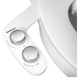 Auterfar Bidet Attachment for Toilet, Dual Nozzle with Self-Cleaning Bidet Toilet Seat, Non-Electric Ultra-Thin Bidets for Existing Toilets, Rear/Feminine Wash with Adjustable Water Pressure, CSL0401