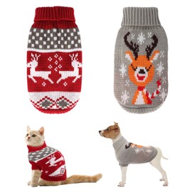 Gvhntk Dog Christmas Sweaters Christmas Sweater Cat Pet Xmas Clothes Cat Christmas Outfit Holiday Classic Winter Knitwear Warm Reindeer Snowflake Sweater for Kitty Puppy Dogs Cat