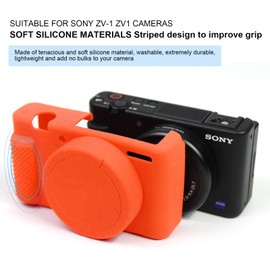 Easy Hood Camera Case for Sony ZV-1 Camera Removable Lens Cover,Anti-Scratch Silicone Soft Camera Case Compatible with Sony ZV-1 ZV1 Camera(Orange)