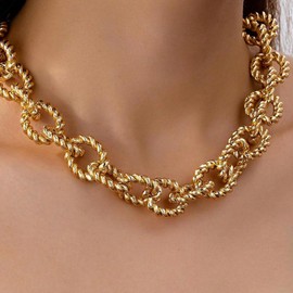 Chunky Gold Necklace Earrings Set Statement Thick Chain Necklace Earrings Jewelry Set for Women