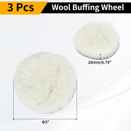 WorkBless 3PCS Wool Buffing Pads, 3 Inch Polishing Pad Car Buffing Pads Wool Polishing Buffing Pad Hook and Loop for Car Buffer Polisher Attachment