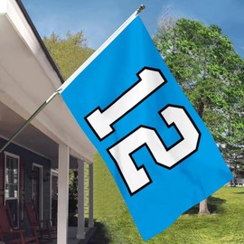 3ply Double Sided - 12TH Man Light Blue Flag Banner for Premium Heavy Duty Durable Garden Decoration Outdoor and Indoor Flags with 2 Grommets (3x5 Ft)