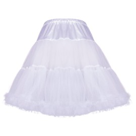 CHERRY LOVE 18inch Petticoat Mid-Thigh Underskirt Princess Puffy Mini Skirt (s, m, White)
