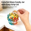 QIANCHANG Colorful Crystal Glass Candy Dish, Cute Apothecary Cookies Jar,