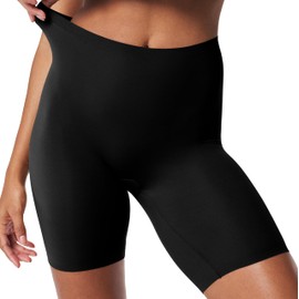 SPANXsmooth Fit-To-You Mid-Thigh Shorts - One Size Fits All - Tummy Control Shorts - Anti-Chafe - Lightweight Shapewear - Cotton Gusset - Very Black - One Size