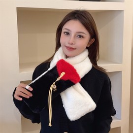 Women's Luxury Cute Red Scarf: Autumn/Winter Festive New Year Style (LF1050) Free Size / Embroidered Flower Scarf 1 Pink 50ea