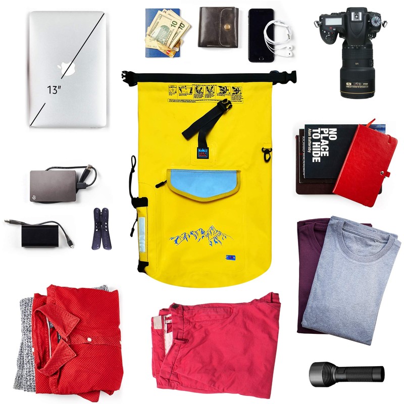 Mochila impermeable con correas y bolsillos, bolsa seca flotante para