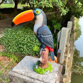BSIRZAM Toucan Statue Table Decor Resin Toucan Sculpture for Home Office Decoration Living Room Tabletop 11.4 Inches High Collectible Animal Figurine