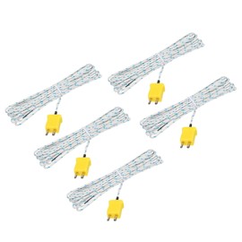 MECCANIXITY 5pcs K Type Thermocouple Mini Connector Temperature Sensor Probes Fiberglass 16ft -50 to 400°C(-58 to 752°F)