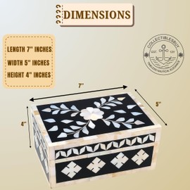 collectiblesBuy Handcrafted Bone Inlay Decorative Box Floral Design Multipurpose Storage Keepsake Box