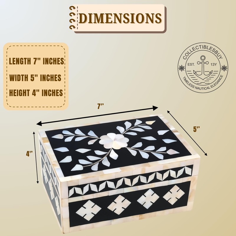collectiblesBuy Handcrafted Bone Inlay Decorative Box Floral Design Multipurpose Storage