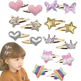 8 Paare Kinder Haarspangen,Haarschmuck Mädchen, Bunt Haarspangen Mädchen Glitzer, Süße Metall Haarnadeln,Stern Haarspangen, Krone Stern Herz Schmetterling Haarspangen Glitzer Haarklammern Süße