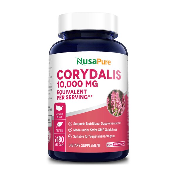NusaPure Corydalis 10,000 mg 180 Veg caps (Extract 20:1, Vegan, Non-GMO & Gluten-Free)