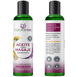 Naturalness Aceite para Masaje Corporal Hidratante con Manzanilla, Hamamelis y Vitamina E – Aceite Natural para Piel Seca, Relajación y Cuidado de la Piel – Aroma Lavanda – 125 ml