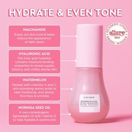 "Glow Recipe Adorno de gotas de rocío con suero de niacinamida para rellenar las medias: suero facial hidratante y prebase de maquillaje iluminadora para una piel radiante y radiante; suero de ácido
